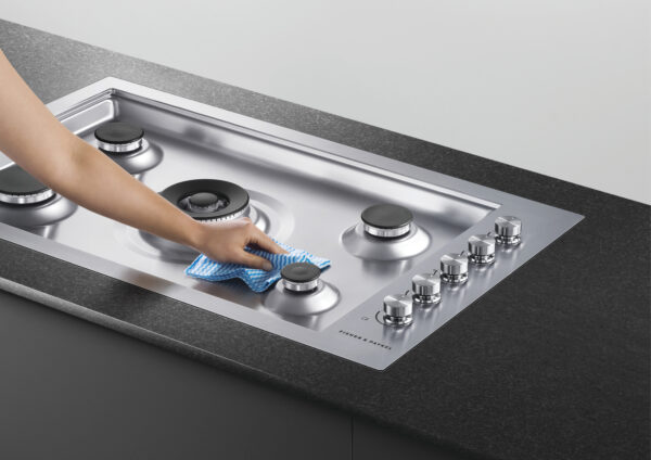 F&P 90cm FLUSH FIT GAS ON STEEL HOB - NG - Brushed S/S - Image 6