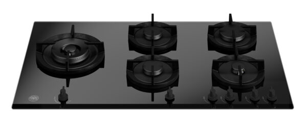BERTAZZONI - Modern Series - 90cm Gas on Glass Hob with Lateral Wok - Black Glass