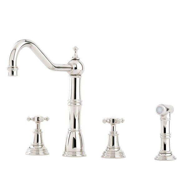 P & R 4775 Alsace Sink Mixer with Crosstop Handles & Rinse