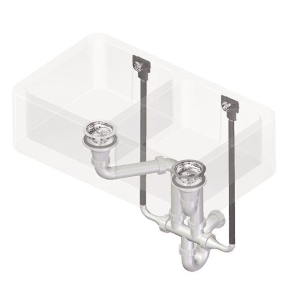 P & R 6475 Double Bowl Waste and Overflow Kit