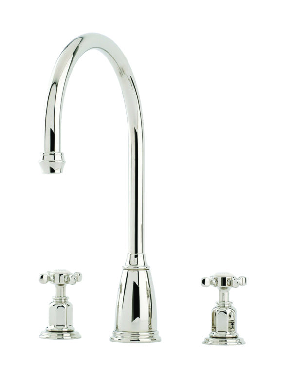 P & R 4370 Athenian Sink Mixer with Crosstop Handles - Chrome