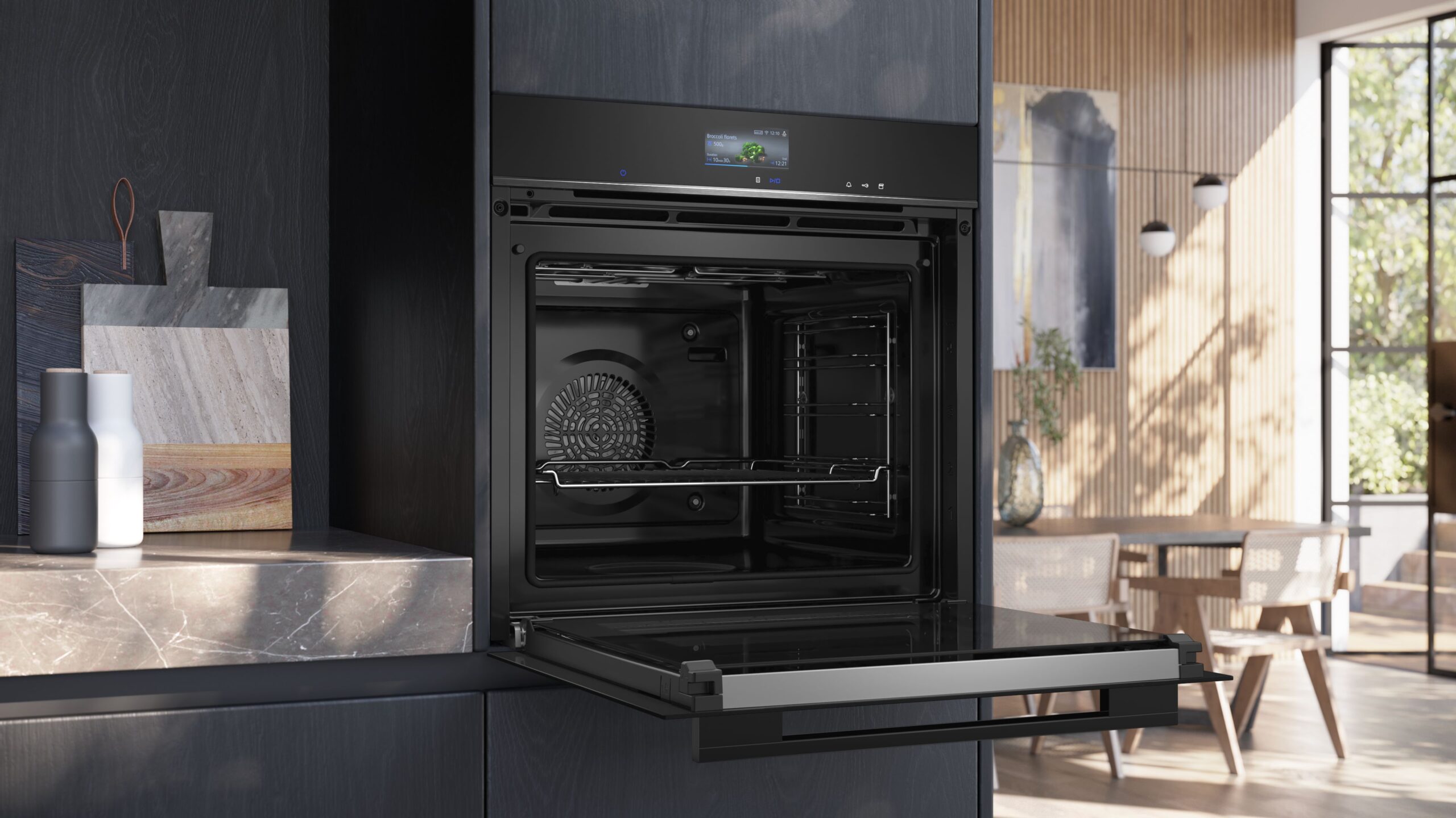 SIEMENS iQ700 BUILT-IN PYROLYTIC OVEN WITH STEAM - Black - Image 3
