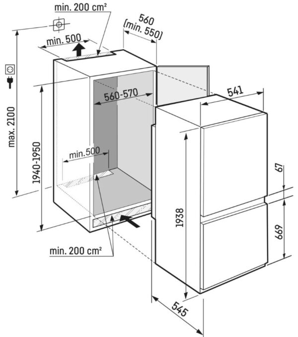 LIEBHERR BUILT-IN FRIDGE FREEZER WITH EASYFRESH & NO FROST (XL) - Sliding Door - Image 5
