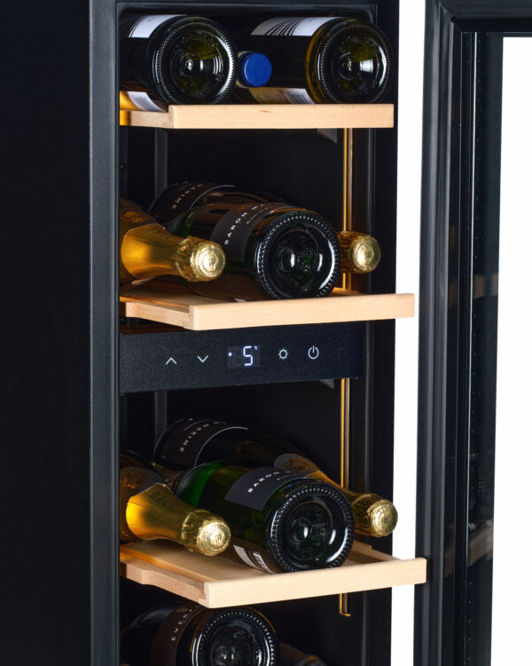 KA-W18S-BH 30cm Single Zone Wine Cabinet - Black Glass - Image 6