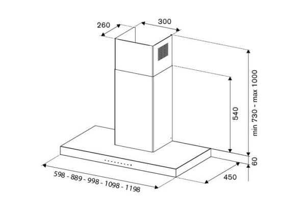 BERTAZZONI - Master Series - 110cm T Shape Wall Mount Hood - Image 2