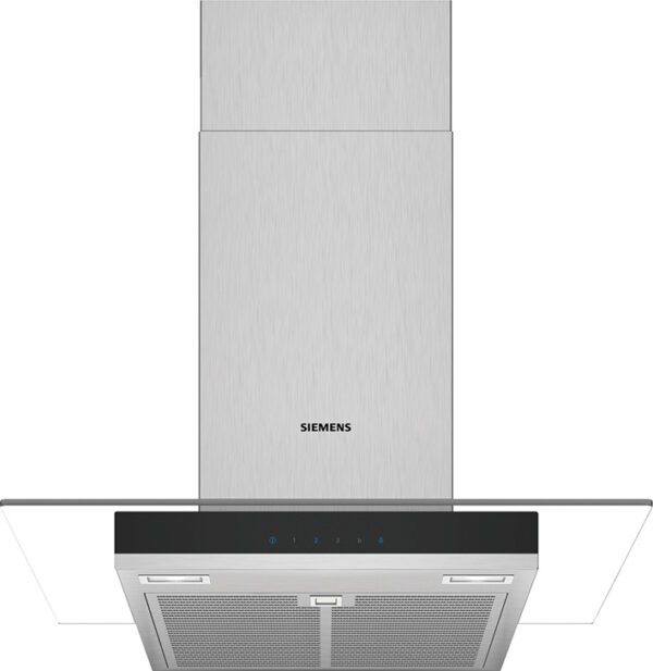 SIEMENS iQ300 60cm WALL MOUNTED COOKER HOOD - S/S & Clear Glass
