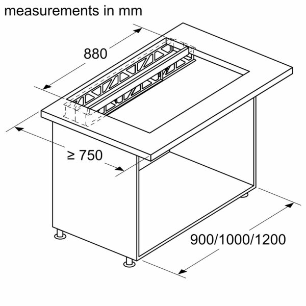 SIEMENS Mounting Kit for Seamless Installation - for 90cm Glassdraft & matching design hob - Image 3