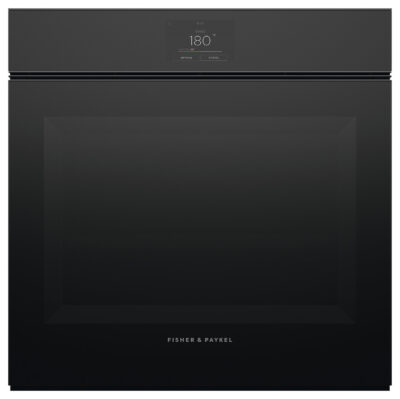 F&P SERIES 9, BUILT-IN HANDLELESS PYRO OVEN, 60cm - 16 Function - Black Glass
