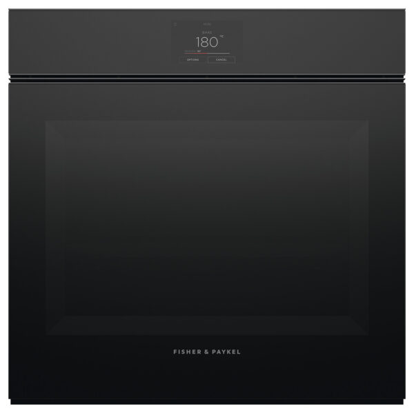 F&P SERIES 9, BUILT-IN HANDLELESS PYRO OVEN, 60cm - 16 Function - Black Glass