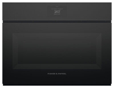 F&P SERIES 9, BUILT-IN HANDLELESS COMPACT COMBI-MICROWAVE OVEN, 60cm - Black Glass