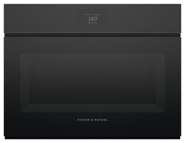 F&P SERIES 9, BUILT-IN HANDLELESS COMPACT COMBI-MICROWAVE OVEN, 60cm - Black Glass