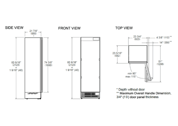 BERTAZZONI 60cm BUILT-IN FRIDGE COLUMN - Stainless Steel - Image 2