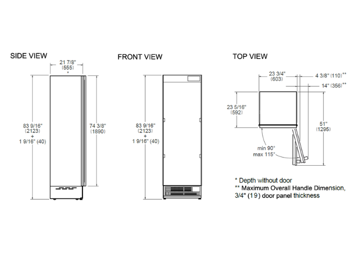 BERTAZZONI 60cm BUILT-IN FRIDGE COLUMN - Stainless Steel - Image 2