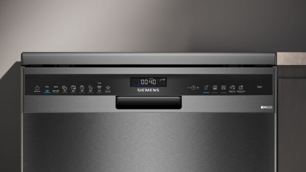 SIEMENS iQ500 FREESTANDING 60cm DISHWASHER - Brushed Black Steel - Image 2